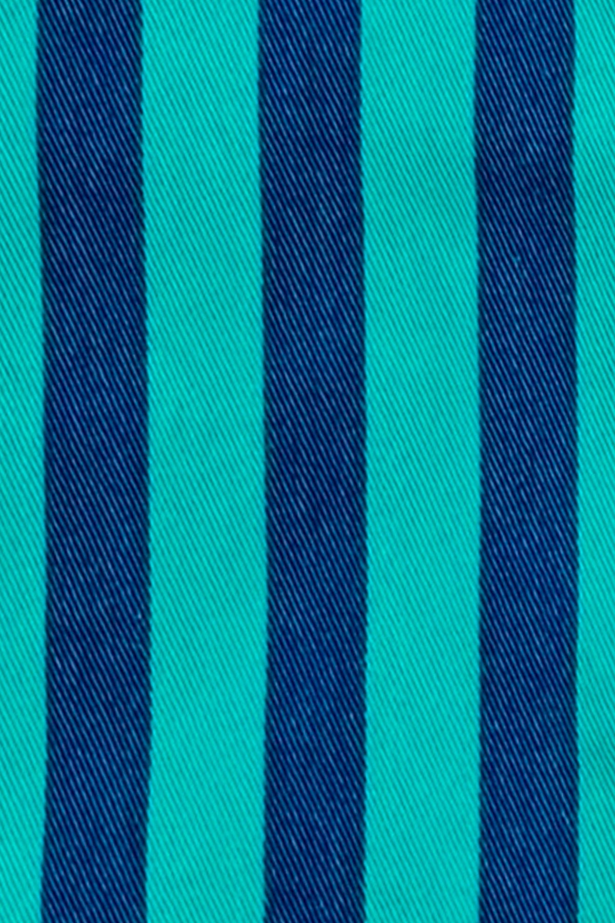 Veste Brune rayée bleu et vert aqua, manches ballon — Bling Paris
