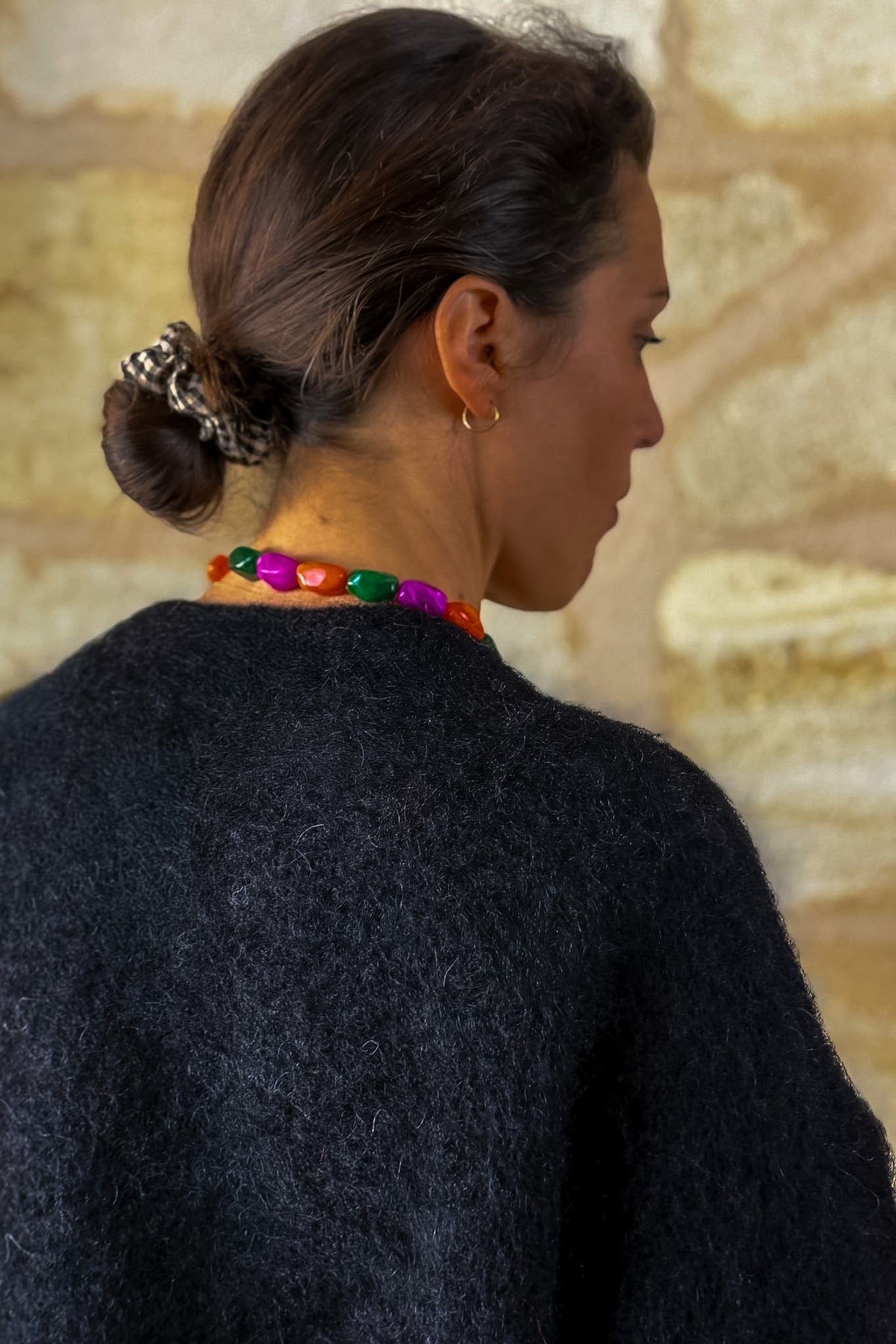 Gilet Alma en mohair noir, boutons nacre — Bling Paris