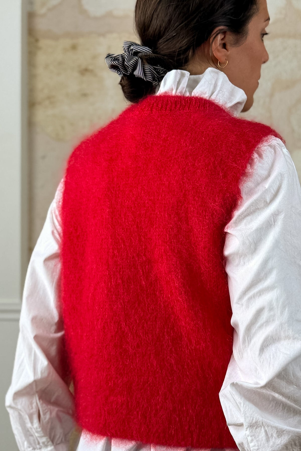 Pull Léo sans manches en mohair rouge vif — Bling Paris