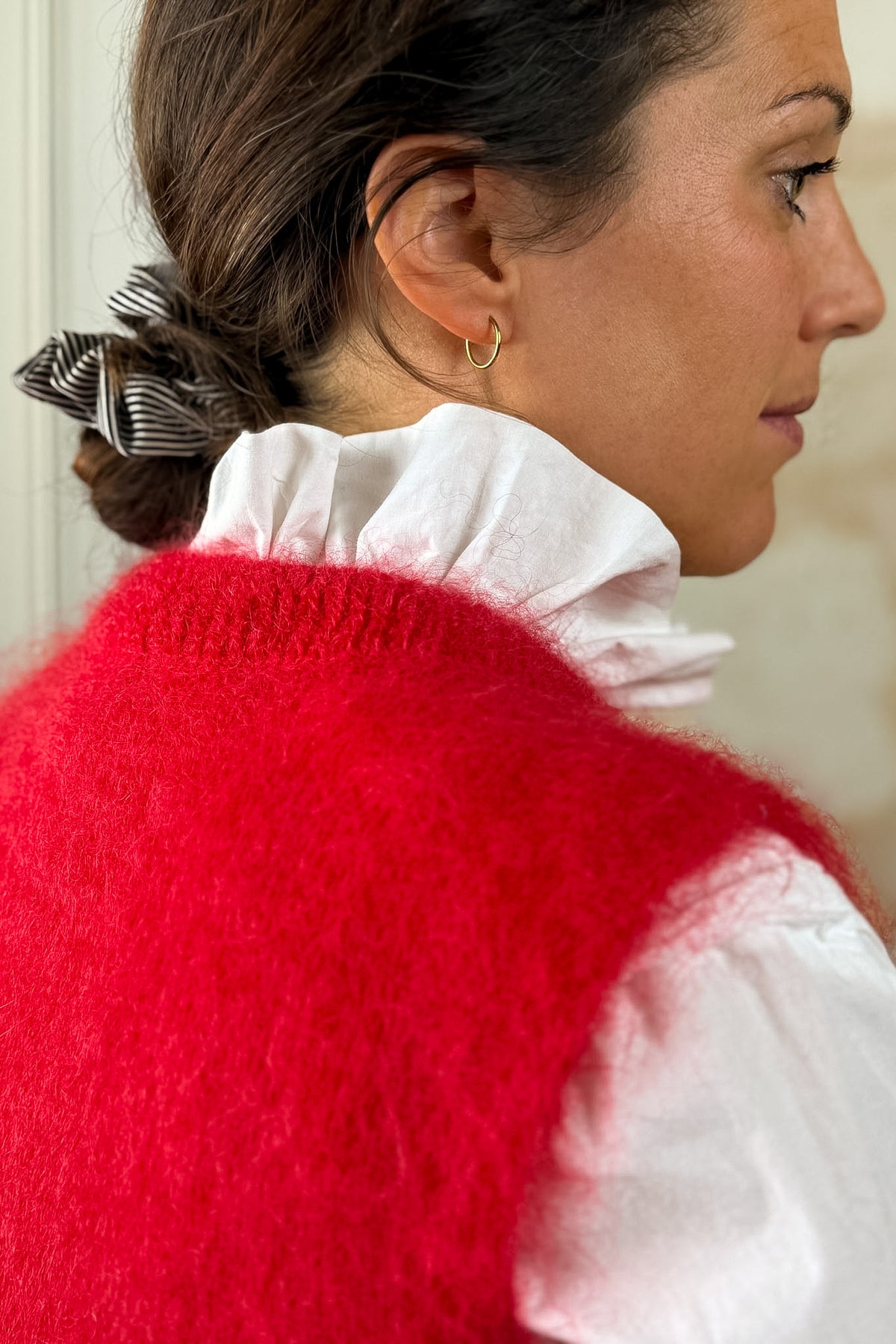 Pull Léo sans manches en mohair rouge vif — Bling Paris