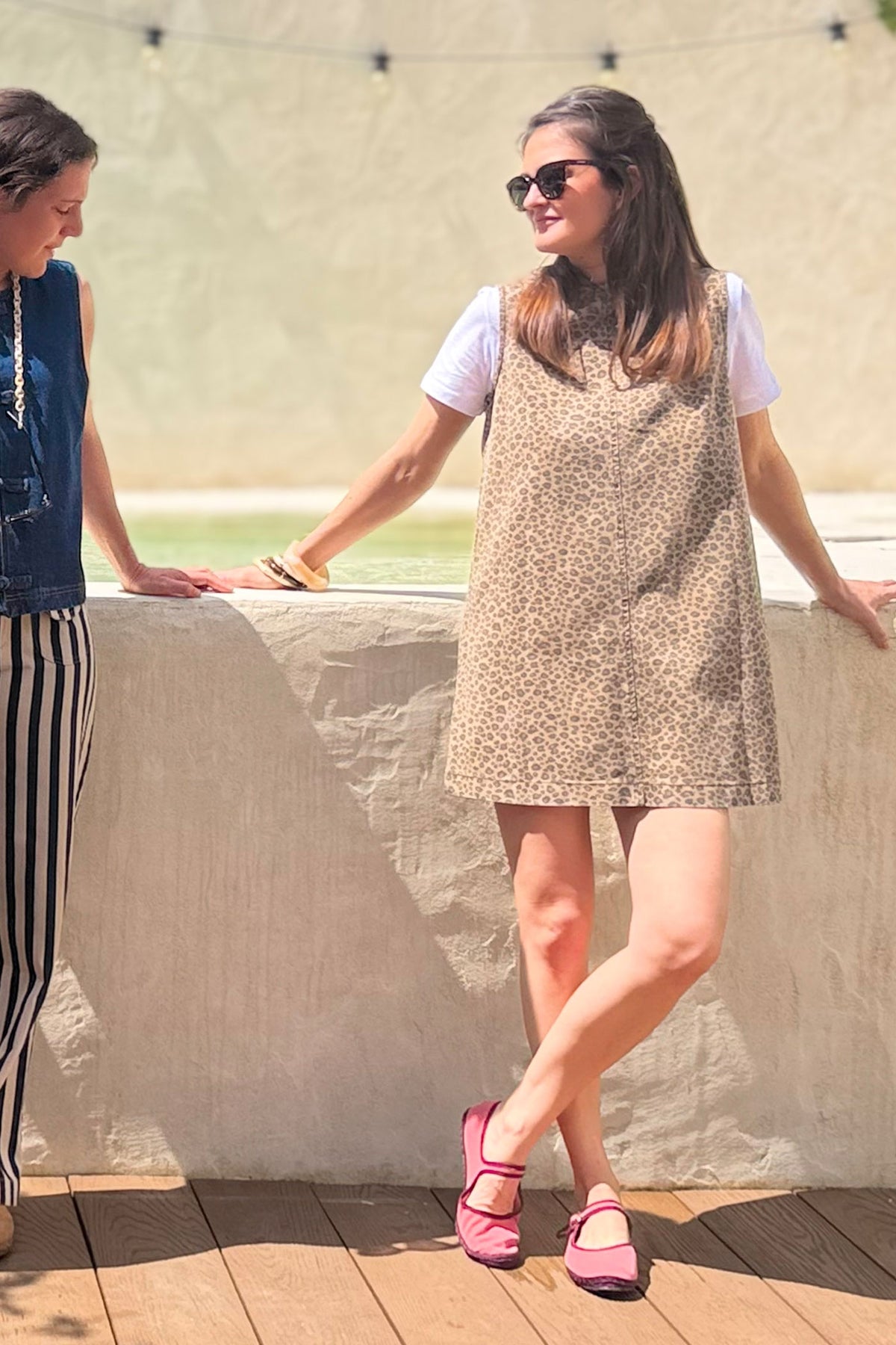 Robe Anita imprimé léopard, gabardine de coton, sans manches — Bling Paris