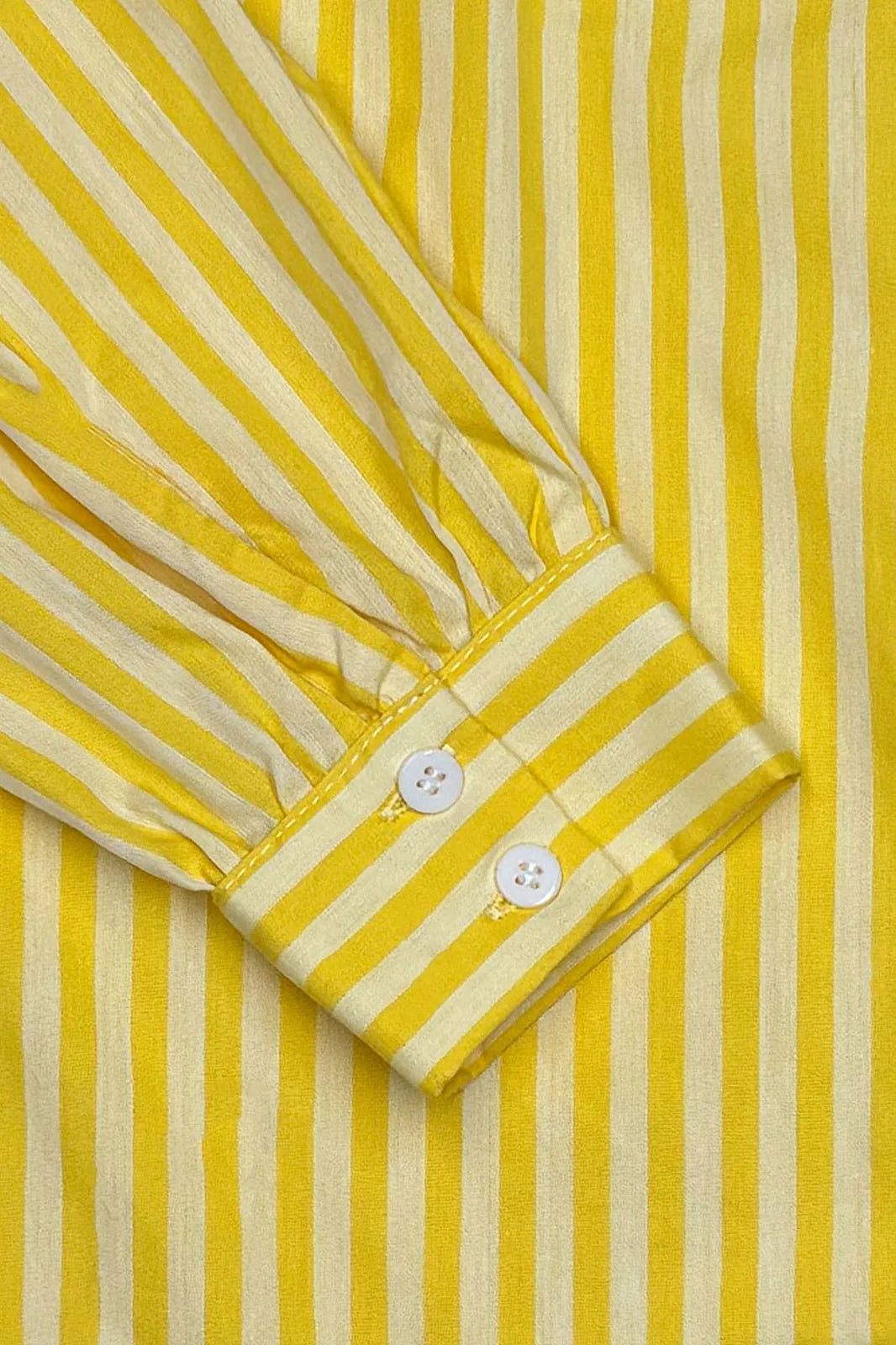 Chemise Louise à rayures jaunes, col victorien — Bling Paris