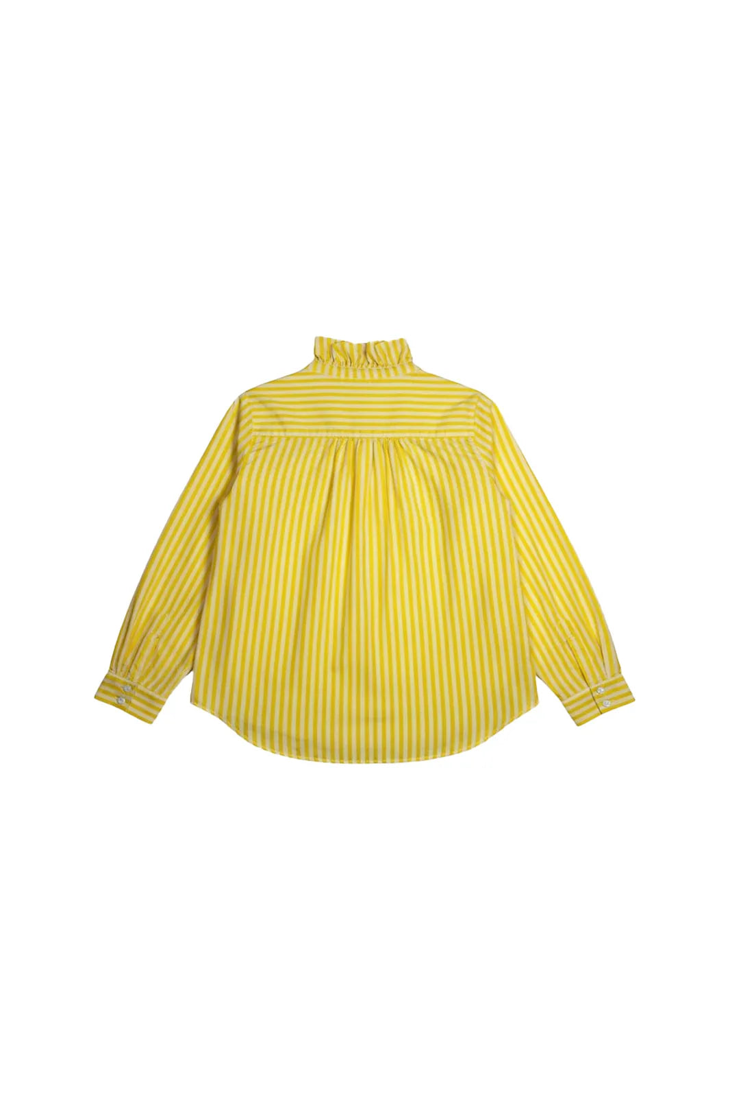 Chemise Louise à rayures jaunes, col victorien — Bling Paris