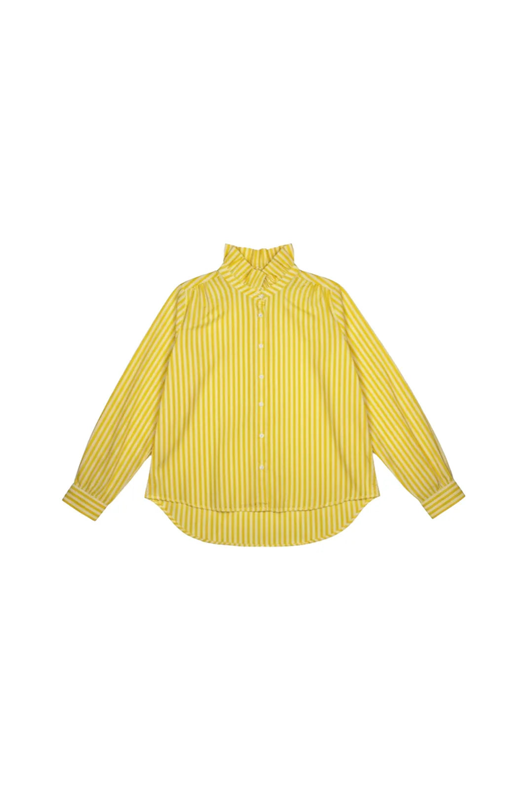 Chemise Louise à rayures jaunes, col victorien — Bling Paris