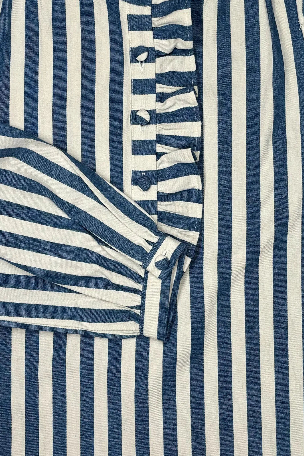 Blouse Romy à rayures bleues et blanches, col froncé — Bling Paris
