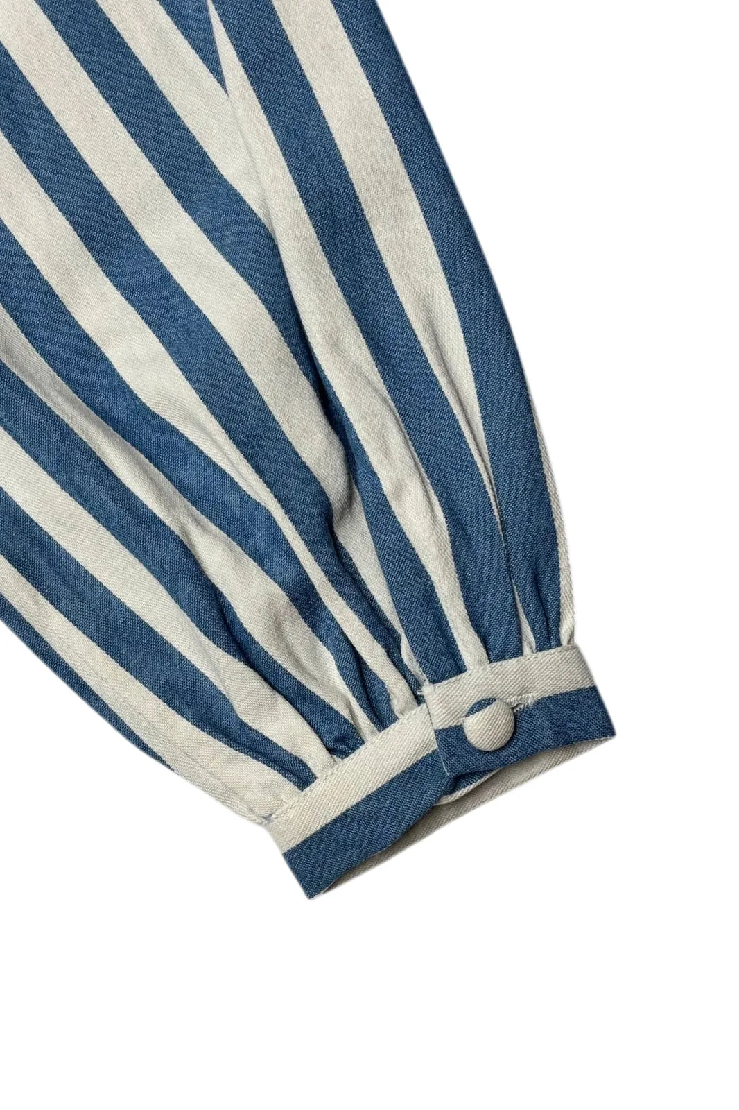 Blouse Romy à rayures bleues et blanches, col froncé — Bling Paris