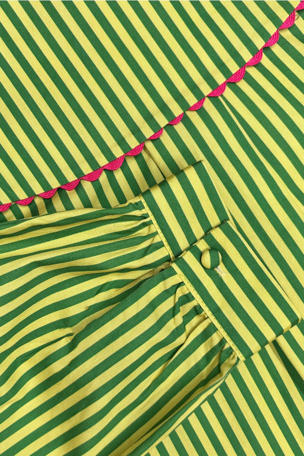 Chemise Alba rayée verte et jaune citron en coton — Bling Paris
