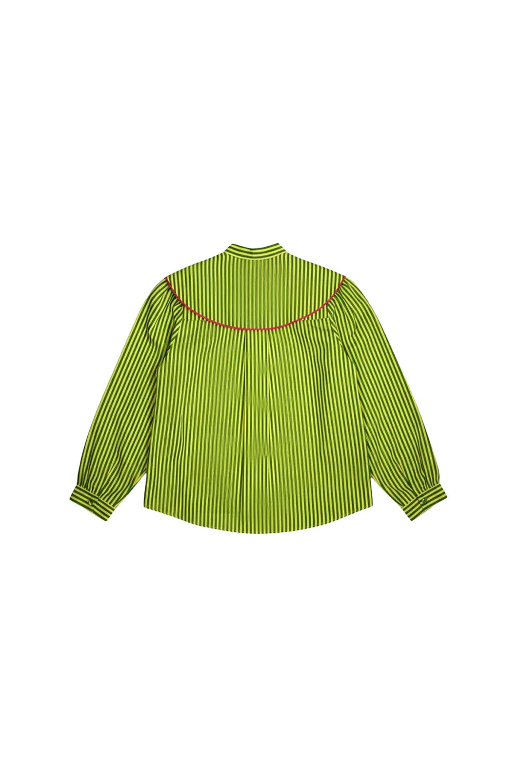 Chemise Alba rayée verte et jaune citron en coton — Bling Paris