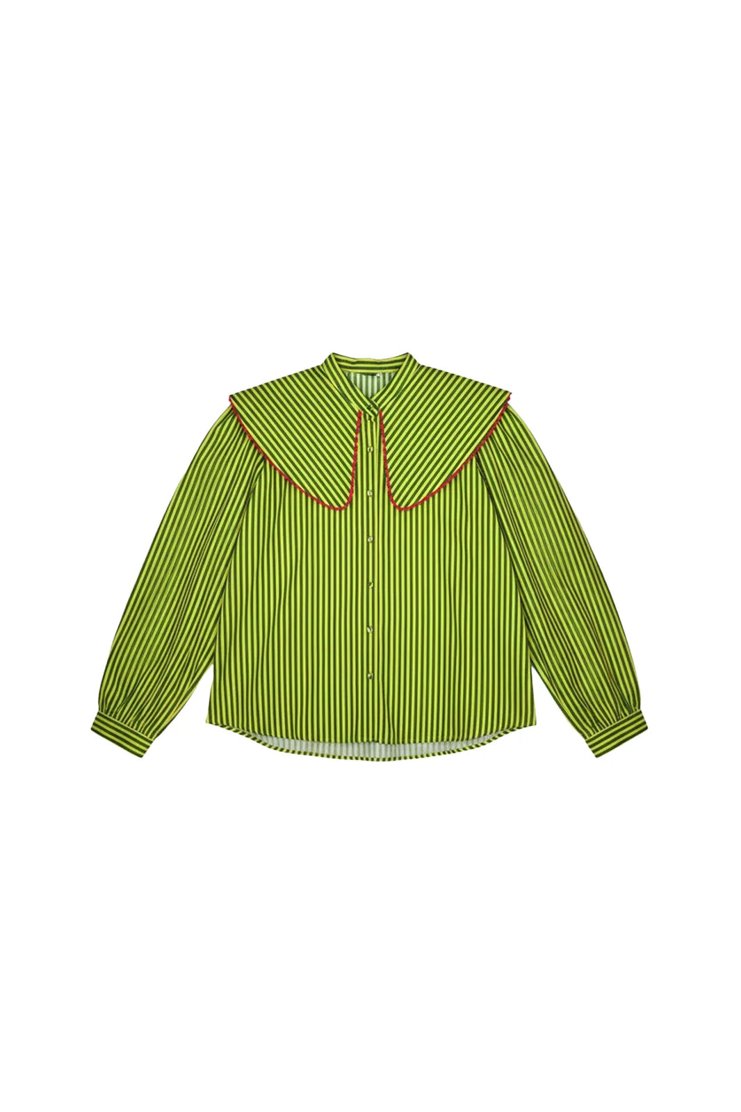 Chemise Alba rayée verte et jaune citron en coton — Bling Paris