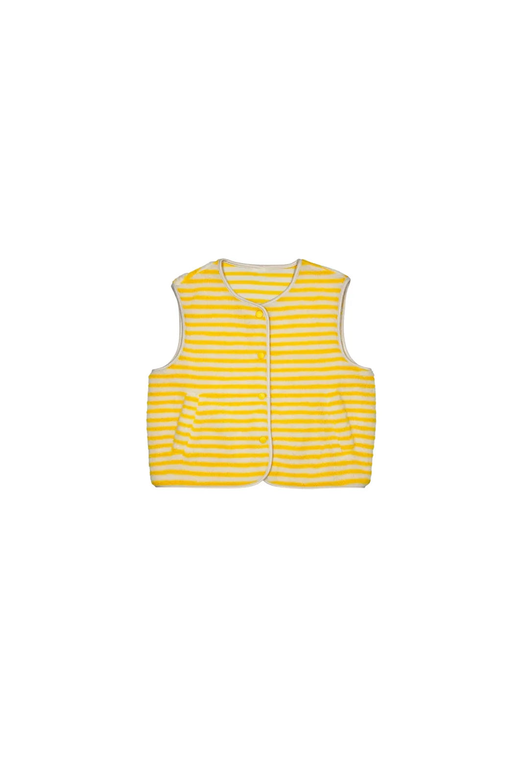 Gilet Gabriel sans manches, rayures jaunes et écrues — Bling Paris
