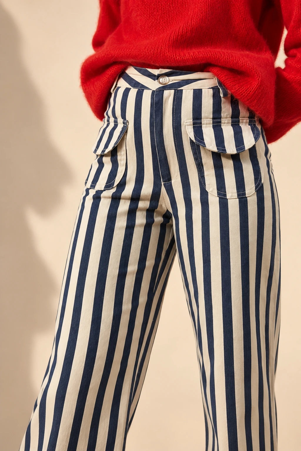 Pantalon Henri - Ecru et marine — Bling Paris