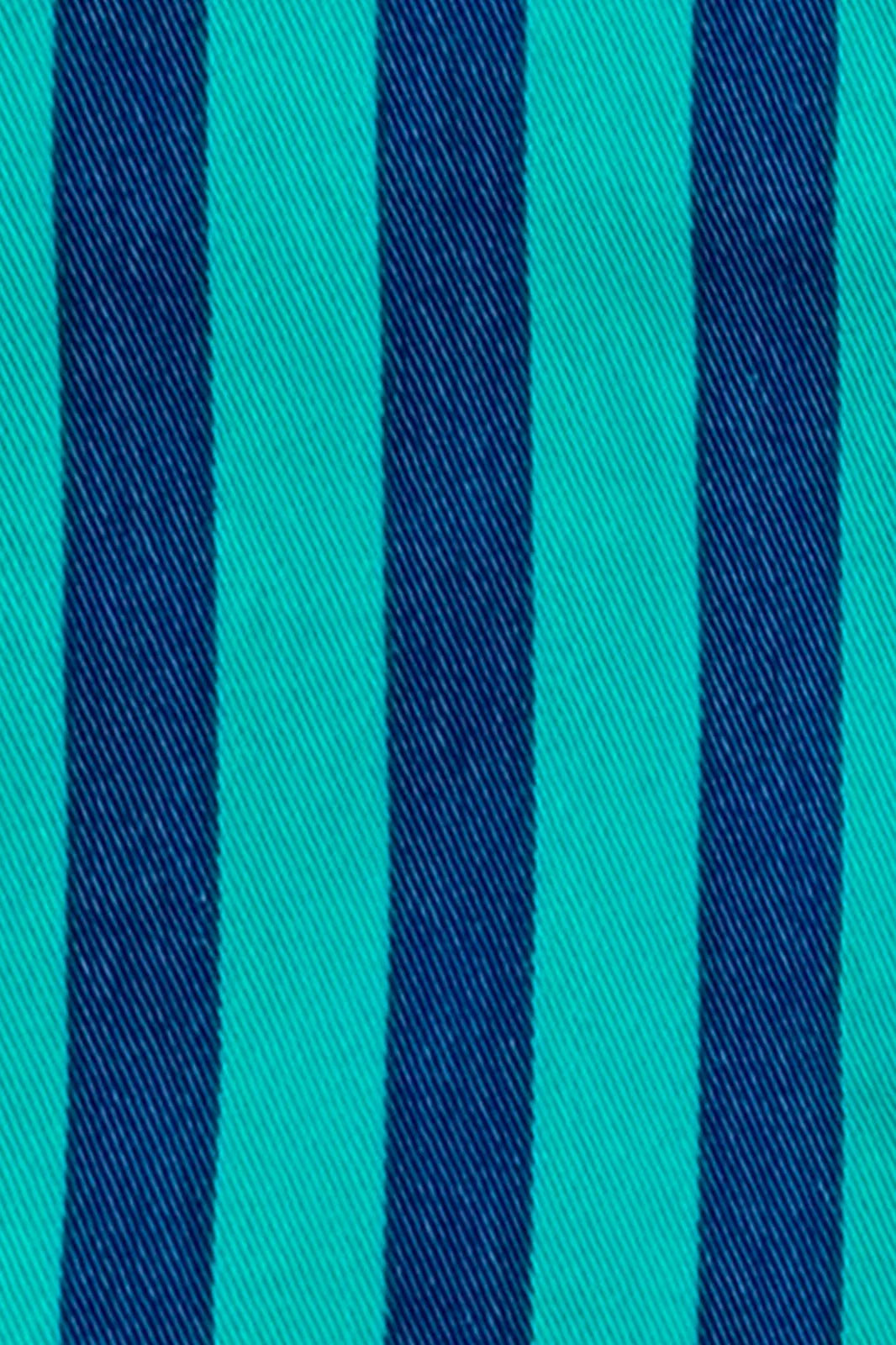 Pantalon Henri à rayures bleues et vertes en coton — Bling Paris