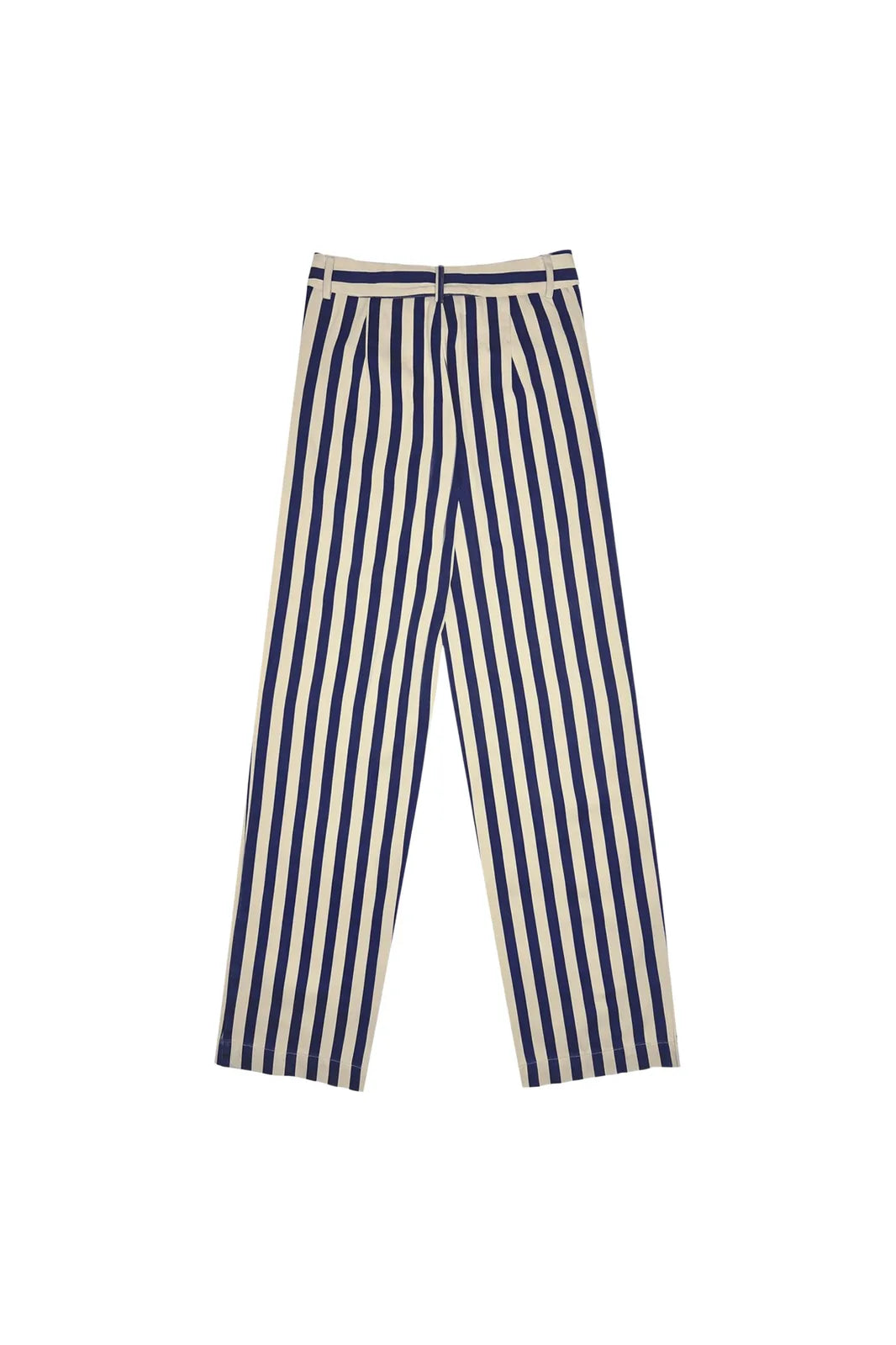 Pantalon Henri à rayures bleues et écru en coton — Bling Paris