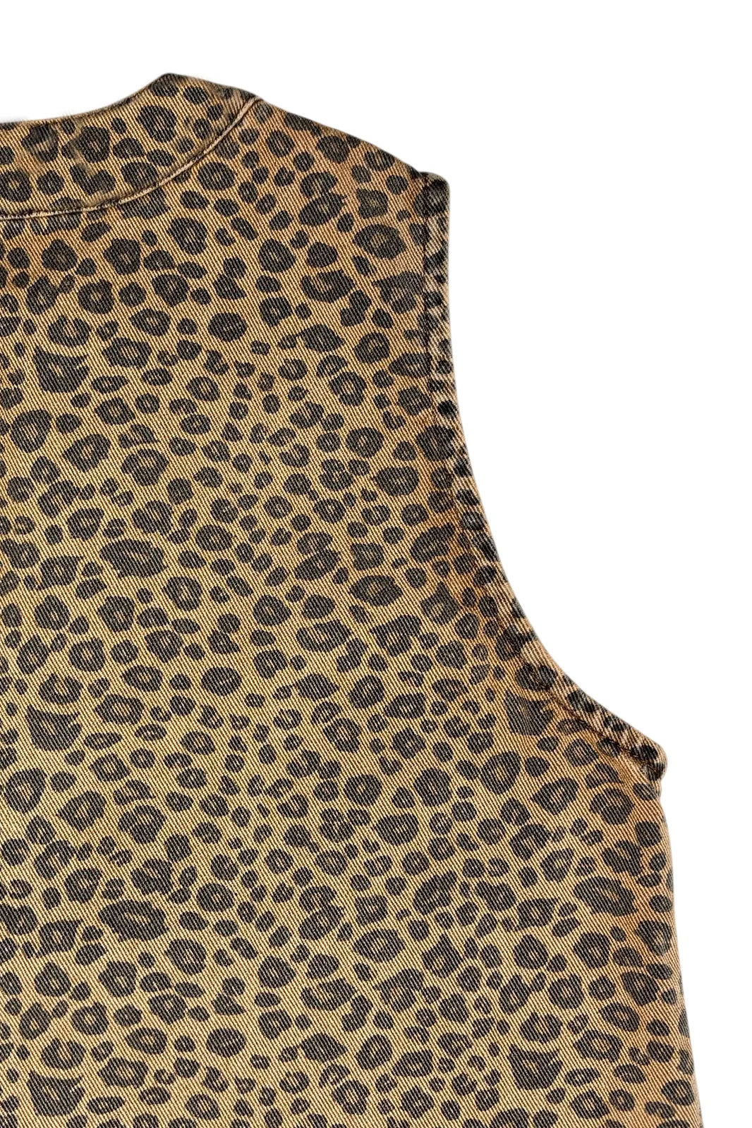 Robe Anita imprimé léopard, gabardine de coton, sans manches — Bling Paris