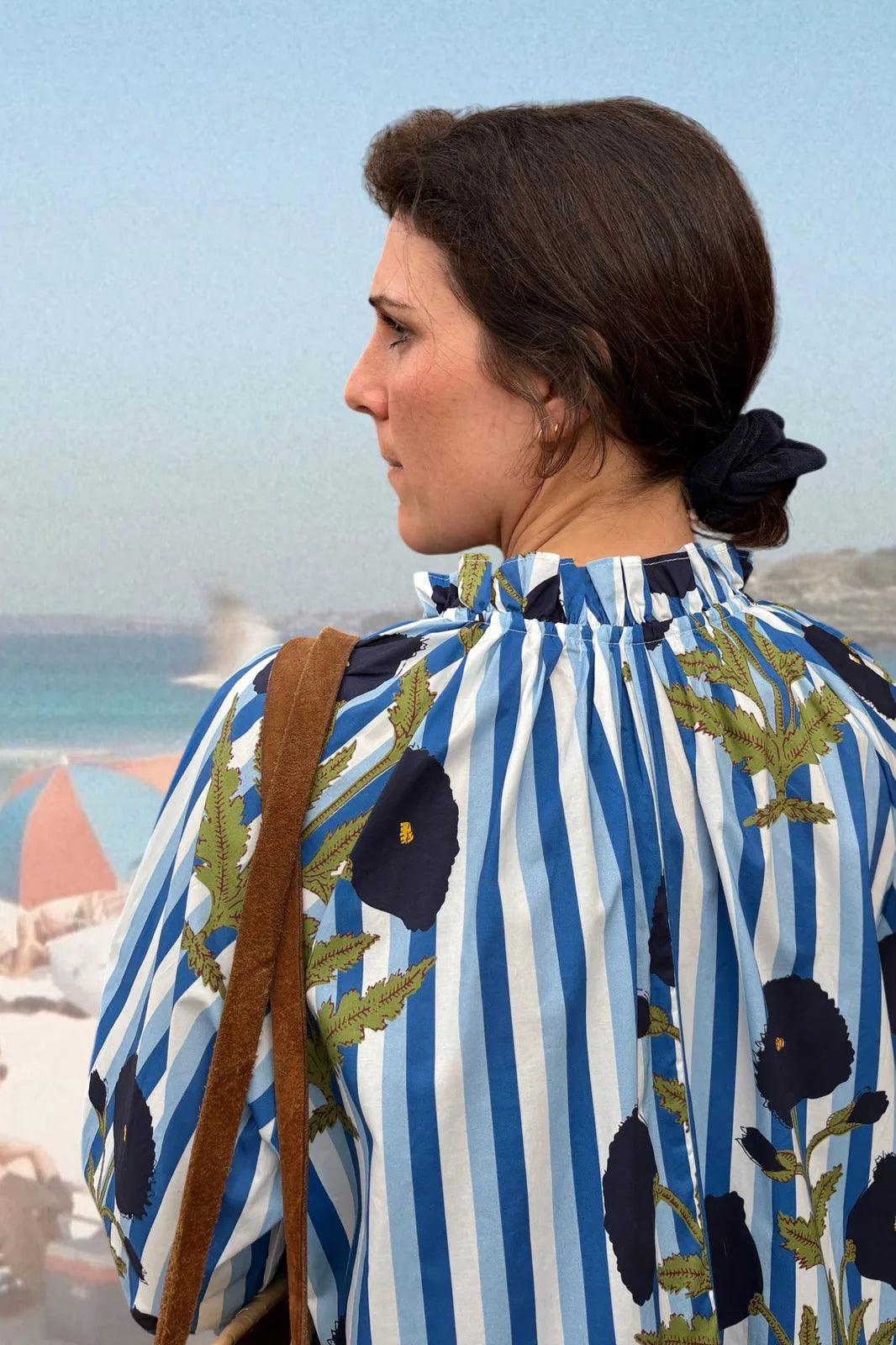 Robe Anna longue à rayures et imprimé floral, coupe caftan — Bling Paris