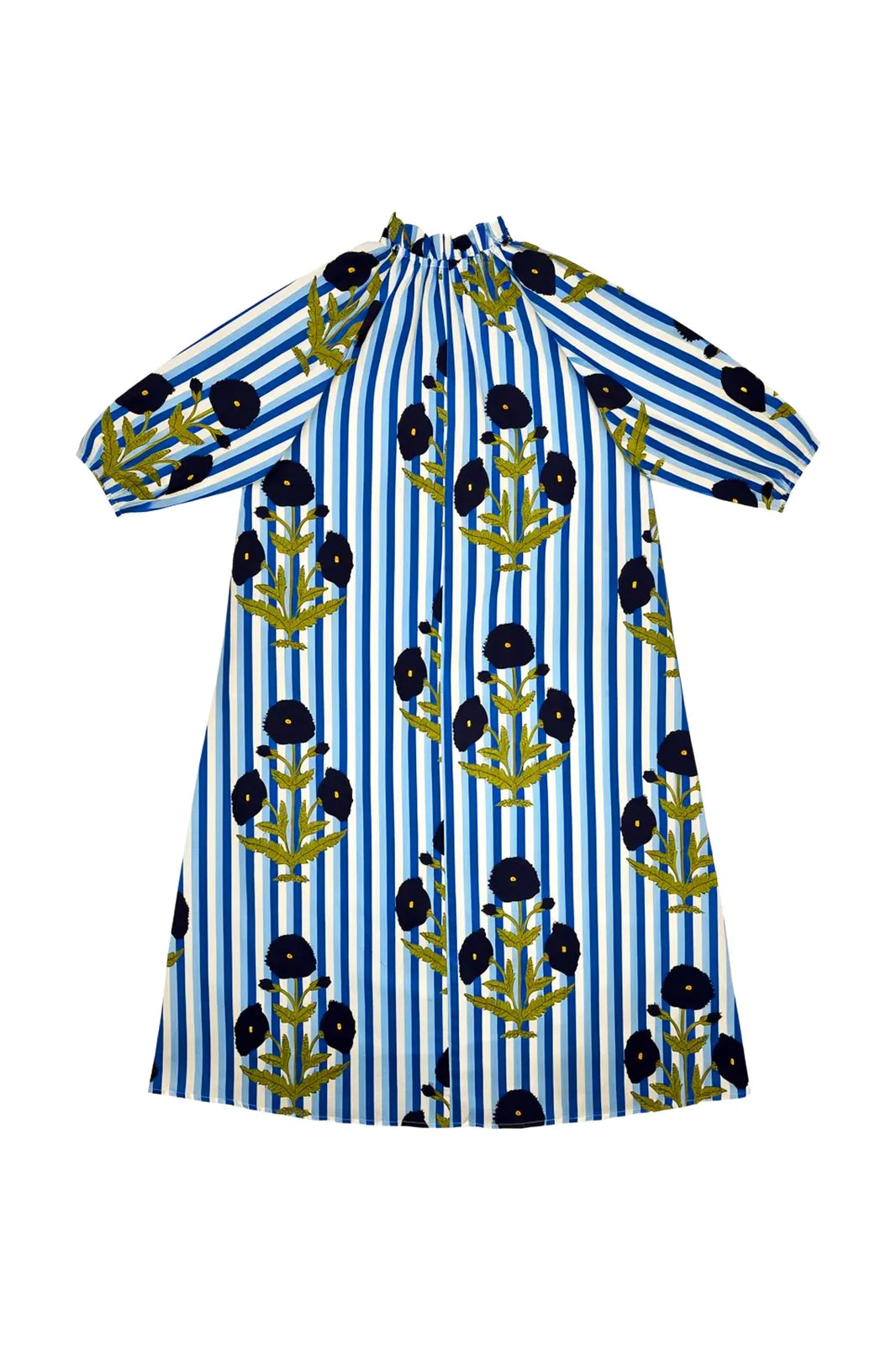 Robe Anna longue à rayures et imprimé floral, coupe caftan — Bling Paris