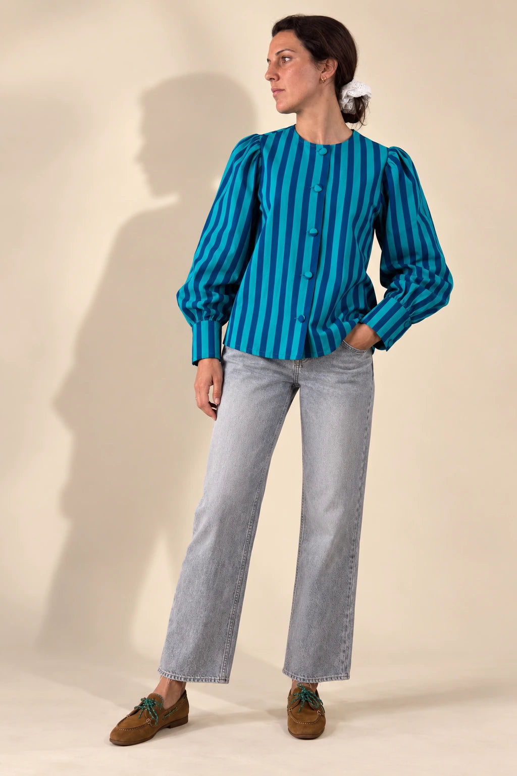 Veste Brune - Bleu et vert — Bling Paris