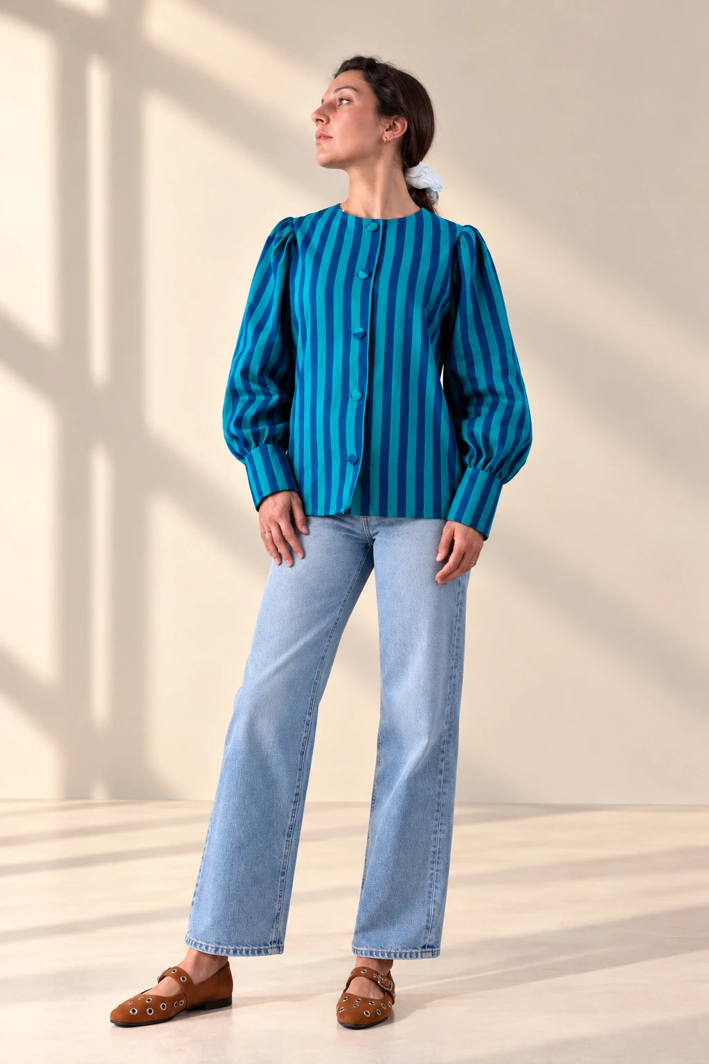 Veste Brune - Bleu et vert — Bling Paris