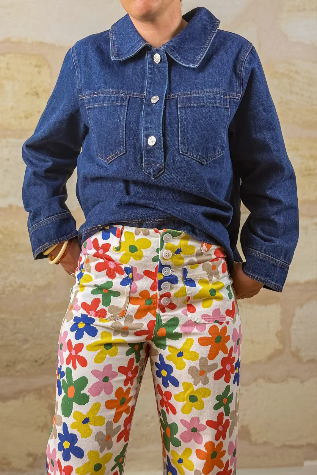 Vareuse Clara en jean denim, poches poitrine — Bling Paris